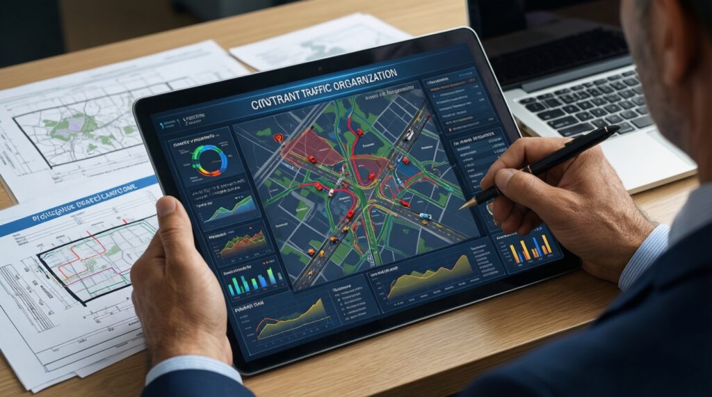 Дороги и транспорт: ремонт трасс, новые маршруты, безопасность на дорогах - иллюстрация